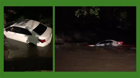 Carro é arrastado durante chuva e motorista grita por socorro em Teresina