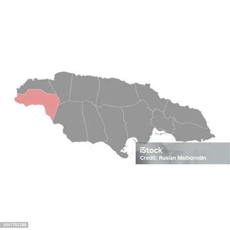 Westmoreland Parish Map Administrative Division Of Jamaica Vector