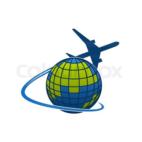 Airplane Flying Around World Globe Stock Vector Colourbox