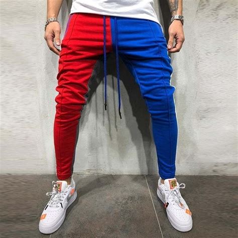 2021 Skinny Sweatpants Men Fashion Casual Loose Patchwork Color Sweatpant Trousers Jogger Hip