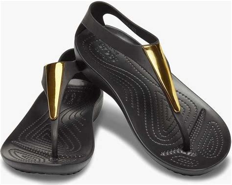 Japonki Crocs Serena Metallic Bar Flip W Gold Black Gold