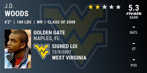 J D Woods 2008 Wide Receiver West Virginia