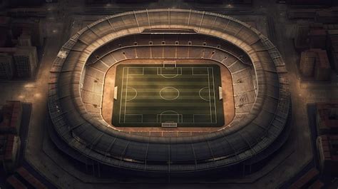 Premium AI Image | An aerial view of a soccer stadium with a field and ...