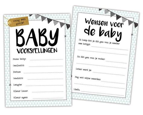 Babyshower Invulkaartjes Kleur Stuks Babyshower Organiseren