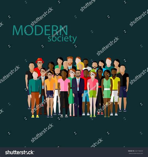 Vector Flat Illustration Society Members Large Stock Vector (Royalty ...