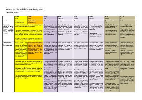 Mg Individual Reflection Grading Criteria Mg Individual