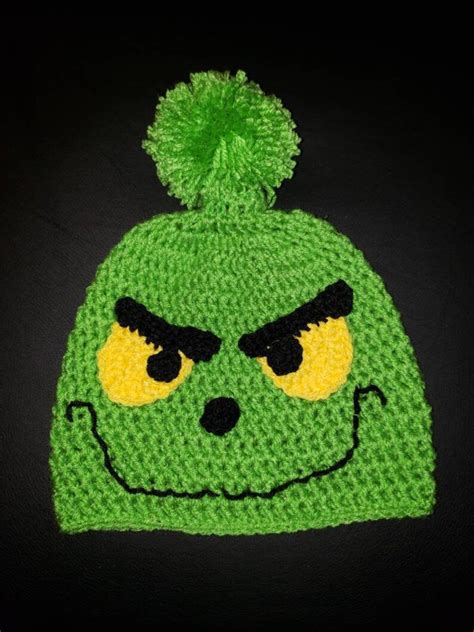 Crochet Beanie Crochet Hat Grinch Winter Hats Green Christmas