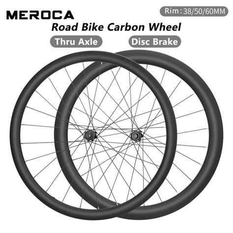 MEROCA 700C Road Bike Carbon Wheel Set 38 50 60MM Rim Ultra Light Thru