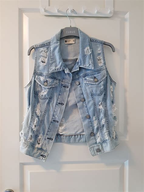 S Ripped Denim Vest Pent Brukt Kan Sendes Finn Torget