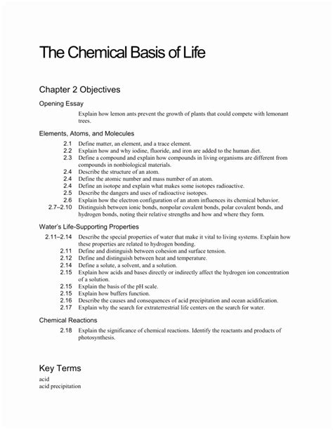 50 Chemistry Of Life Worksheet