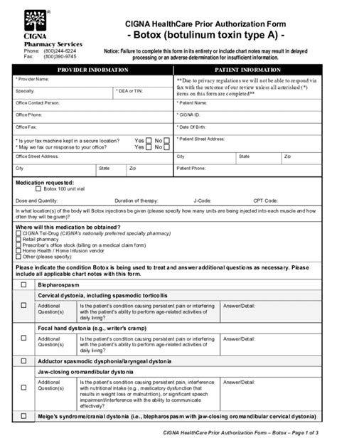 Fillable Online Cigna Prior Auth Form Pdffiller Comcigna Prior