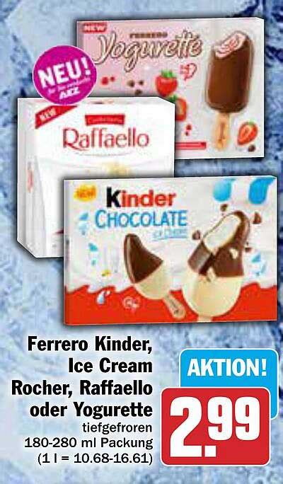 Ferrero Kinder Ice Cream Rocher Raffaello Oder Yogurette Angebot Bei