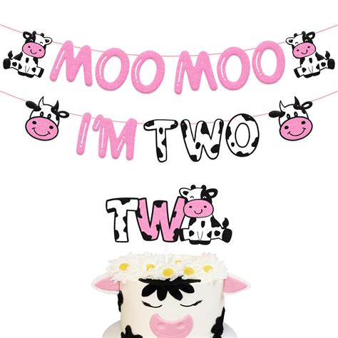 Buy Moo Moo Im Two Birthday Decoration Cow Theme 2nd Birthday Banner