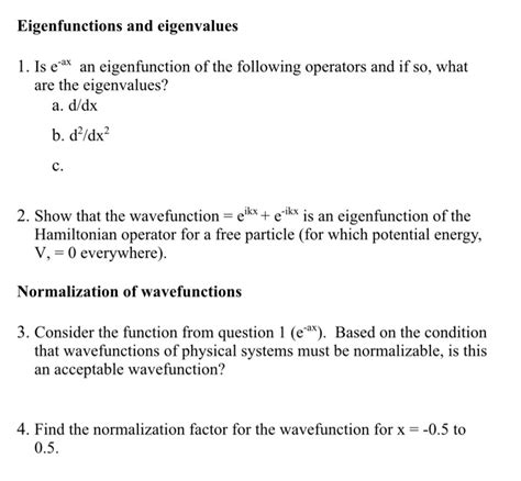 Solved Eigenfunctions And Eigenvalues 1 Is E Ax An Chegg