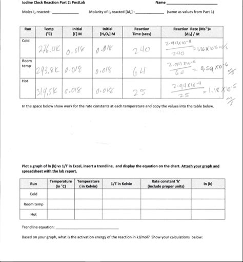 Solved Experiment Iodine Clock Reaction Part In This Chegg