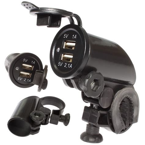 Uchwyt Adapter ładowarka samochodowa 2x USB 3 1A uchwyt motocyklowy