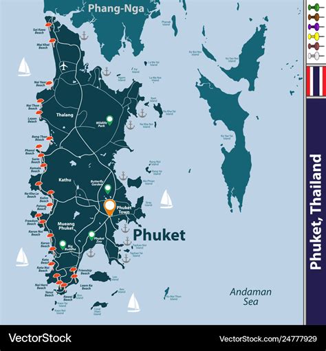 Map Phuket Province Thailand Royalty Free Vector Image