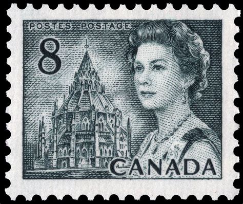 Queen Elizabeth II Library Of Parliament Canada Postage Stamp