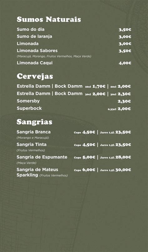 Menu Em Caqui Brunch Bar Matosinhos