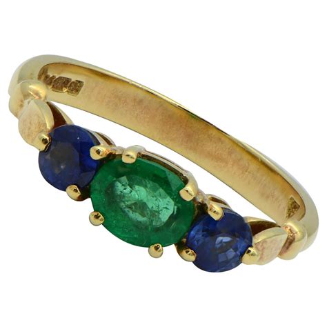 Karat Gold Handcrafted Roman Style Emerald Ruby And Sapphire Three