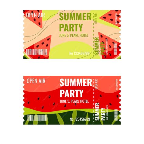Premium Vector | A ticket template for a summer party