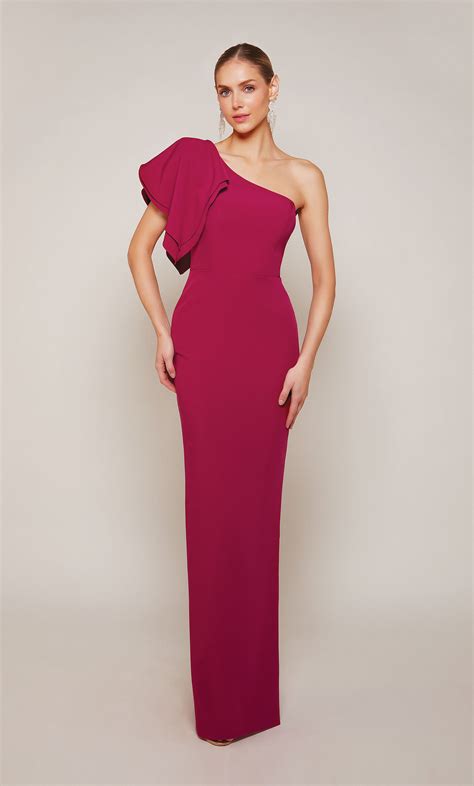 Formal Dress 27644 Long One Shoulder Straight Closed Back Alyce