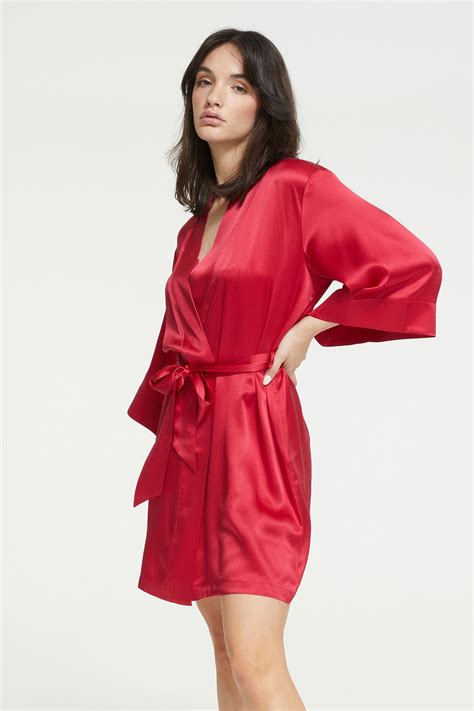 Silk Wrap Gown In Ruby 100 Silk Ginia Ginia