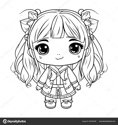 Cute Little Girl Coloring Page Vector Illustration Kids, 58% OFF