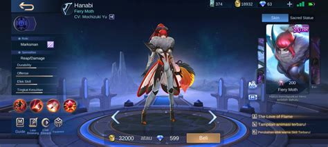 Price Of The Hanabi Fiery Moth Starlight Mobile Legends ML Skin Esports