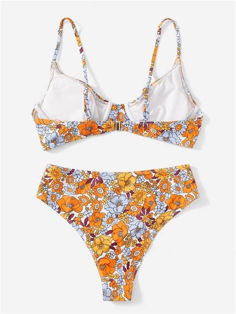 Sweetness Romwe X Gabiciamp Conjunto De Bikini Con Estampado Floral