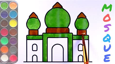 Mosque Colour Drawing How To Draw Scenery Of Mosque Step By Step Youtube