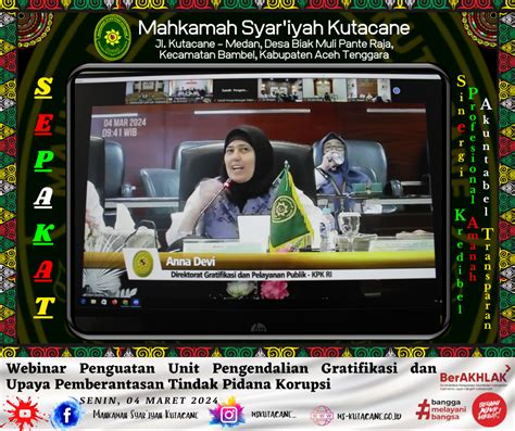 MS Kutacane Webinar Upaya Pemberantasan Tindak Pidana Korupsi Ketua