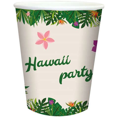 KUBECZKI papierowe HAWAII PARTY zielone HAWAJSKIE liście kwiaty rośliny