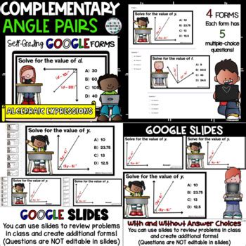 Complementary And Supplementary Angle Pairs With Algebraic Expressions