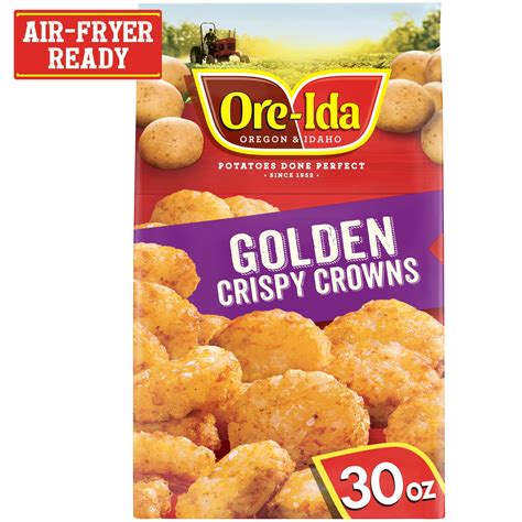 Ore Ida Golden Crispy Potato Crowns Seasoned Shredded Frozen Potatoes 30 Oz Bag