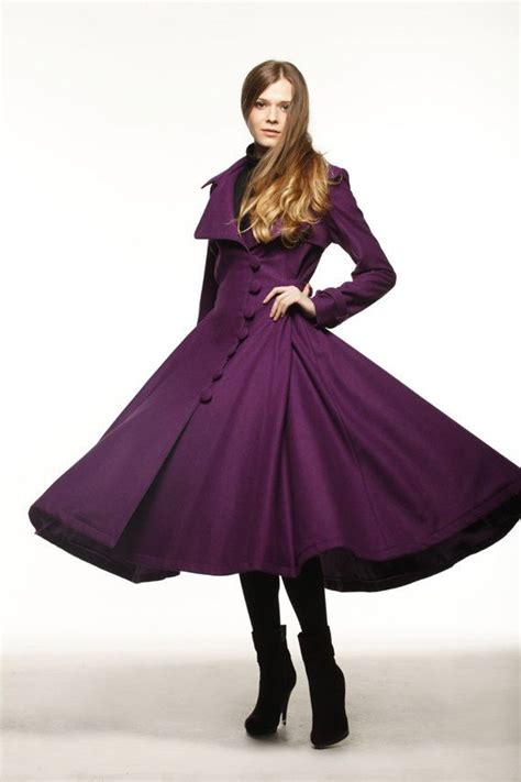 This is fantastic, so in love! Purple Cashmere Dress Coat Big Sweep ...