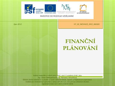 PPT FINANČNÍ PLÁNOVÁNÍ PowerPoint Presentation free download ID