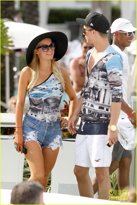 Paris Hilton Shirtless River Viiperi Miami Pool Pair Photo