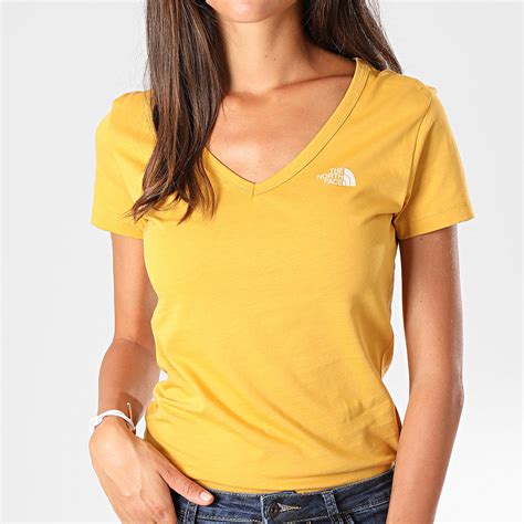 The North Face Tee Shirt Slim Femme Col V Simple Dom A3H6 Jaune