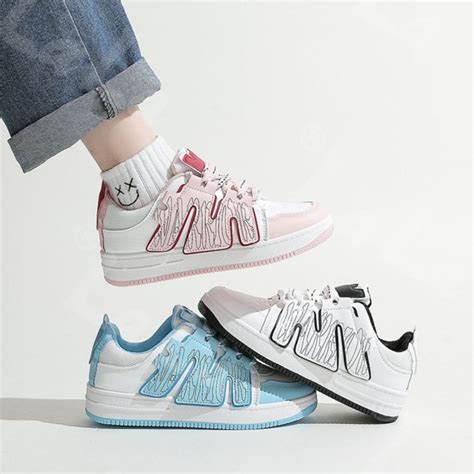 【lala】new Style Korean Shoes Low Cut Soft Leather And Fabric Material For Women Sneakers