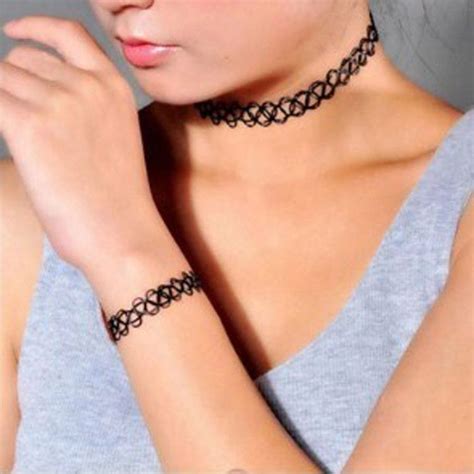 Retro Gothic Stretch Tattoo Choker Necklace Pc Set Tattoo Choker