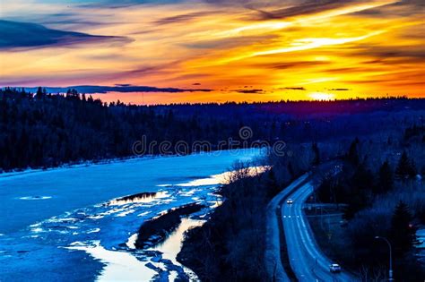 Beautiful Golden Sunset Over Frozen Winter River Stock Image - Image of frozen, sunset: 146812853