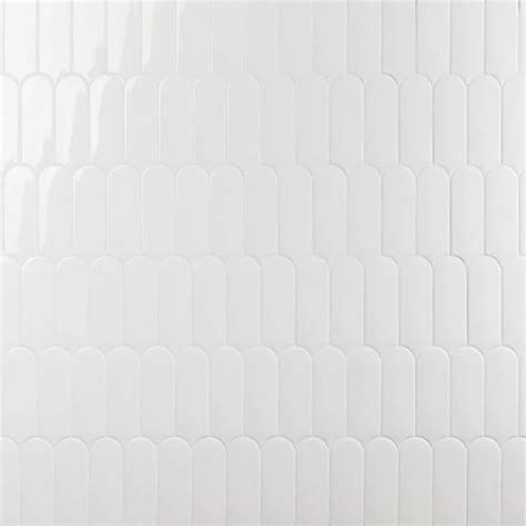 Parry White 3x8 Fishscale Glossy Ceramic Wall Tile