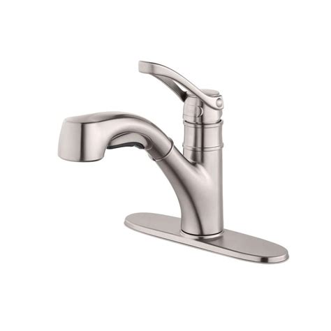 Pfister Prive Single Handle Pull Out Sprayer Kitchen Faucet In Stainless Steel F 5347pvs The