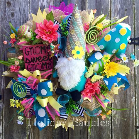 Gnome Sweet Gnome Gnome Wreath Gnome Garden Gnome Decor Etsy