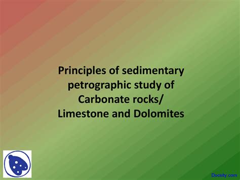 Carbonate rocks - Sedimentology - Lecture Slides - Docsity