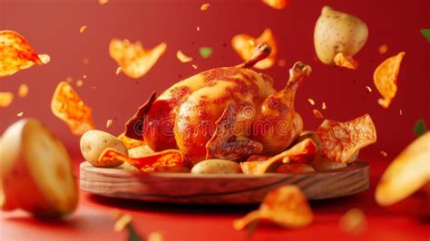 Advertisement For Roast Chicken Potato Chips D Illustration Of