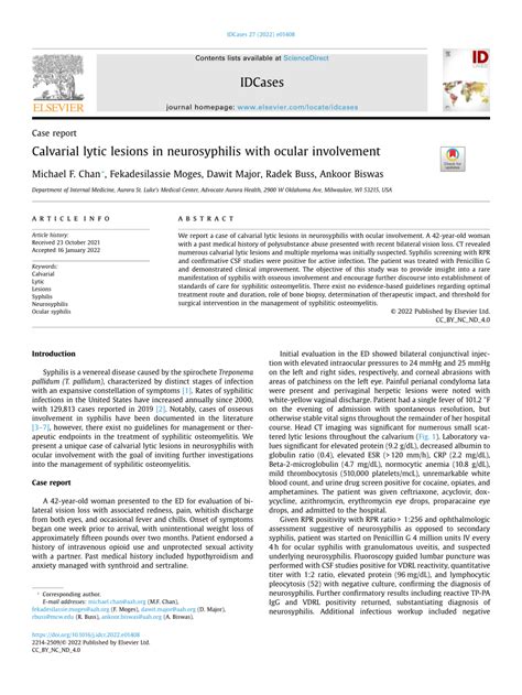 Pdf Calvarial Lytic Lesions In Neurosyphilis With Ocular Involvement