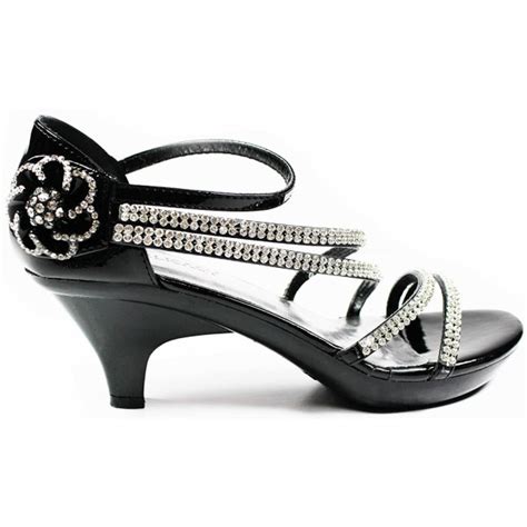 V Luxury Jjf Shoes Ag Black Crystal Flower Rhinestone Evening Dress Ankle Strappy Low Heel