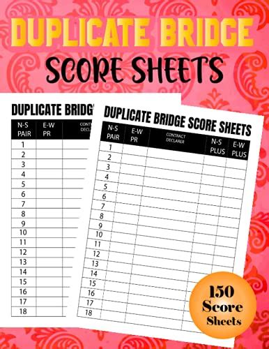 DUPLICATE BRIDGE SCORE SHEETS: Duplicate Bridge Score Book | Duplicate ...